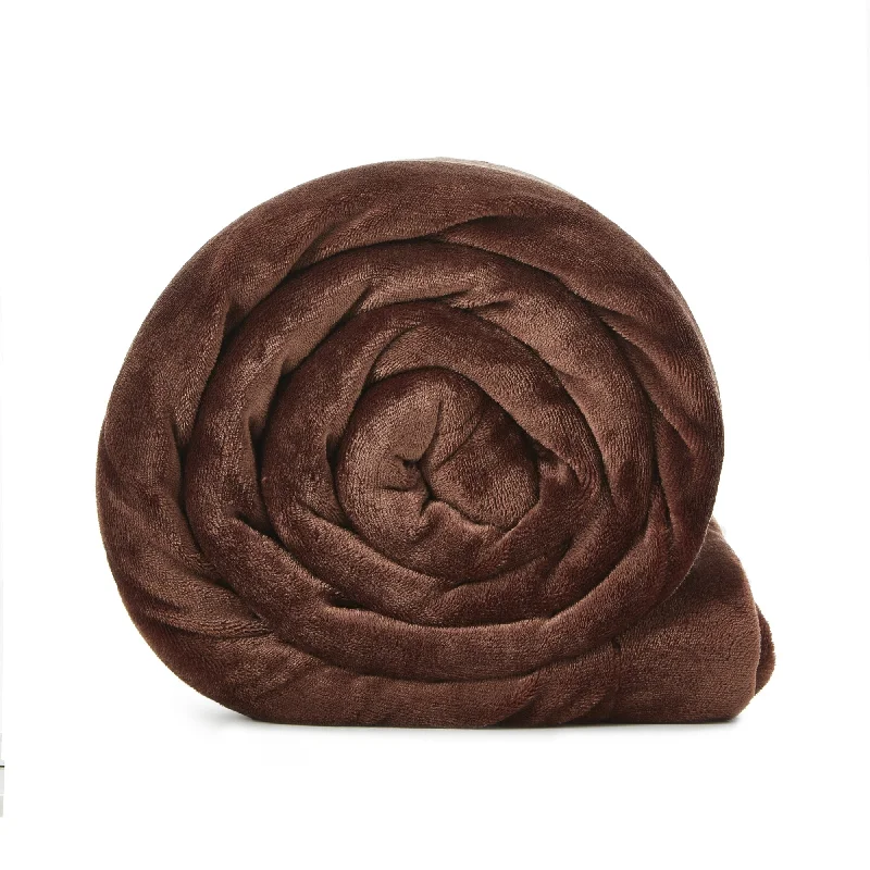 80" X 60" Brown Knitted Polyester Plush Throw Blanket