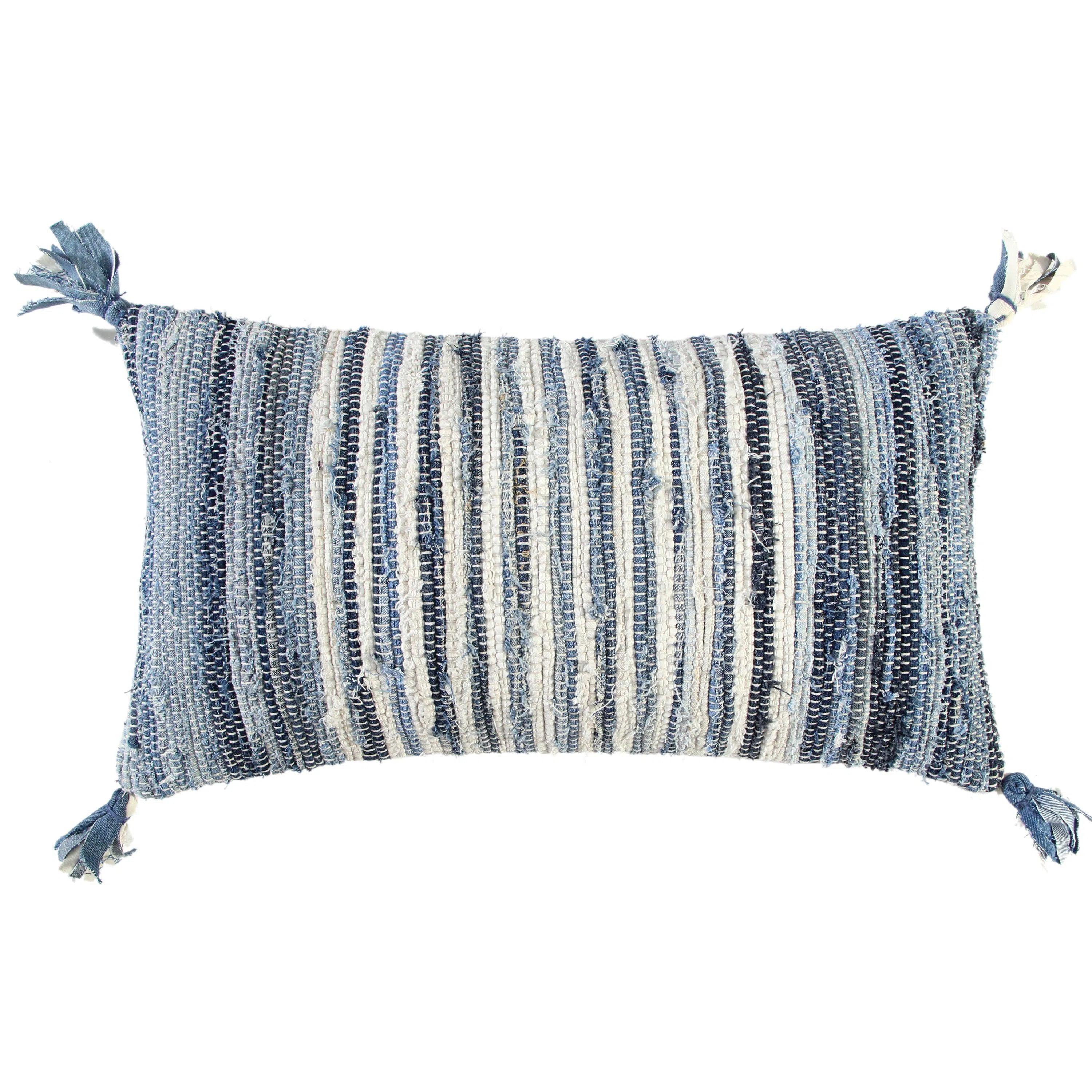 Alee Recycled Denim Blue Lumbar Pillow With Insert