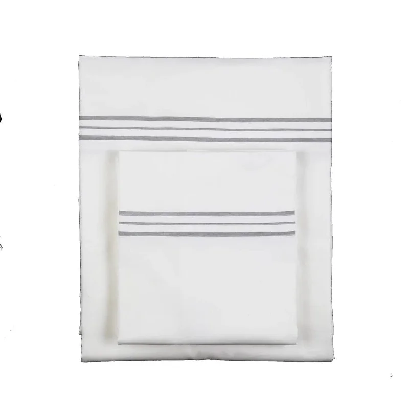 Hem Stripe White & Grey Sheet Sets by Ann Gish