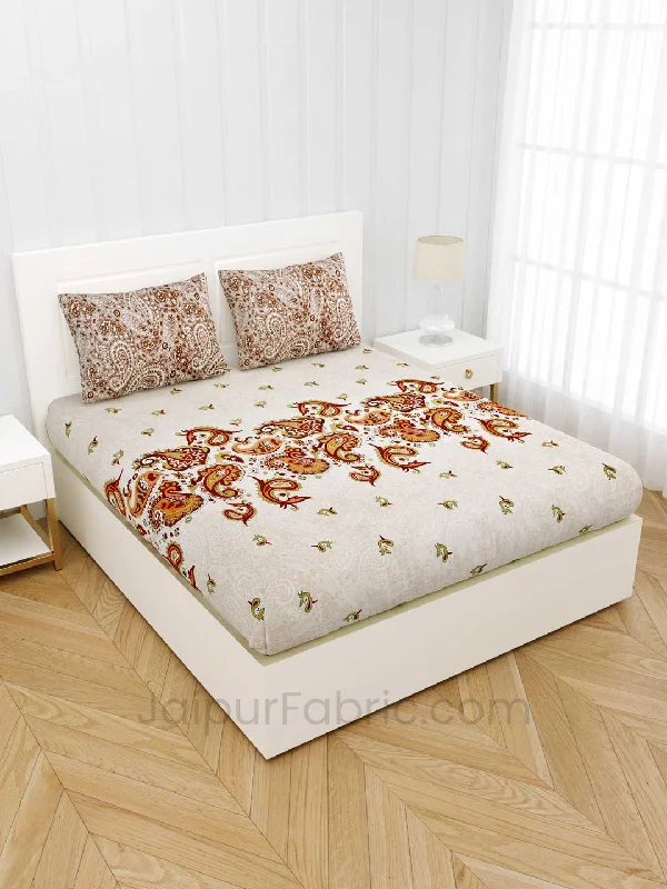 Artistic Cream Premium Cotton King Size Double BedSheet