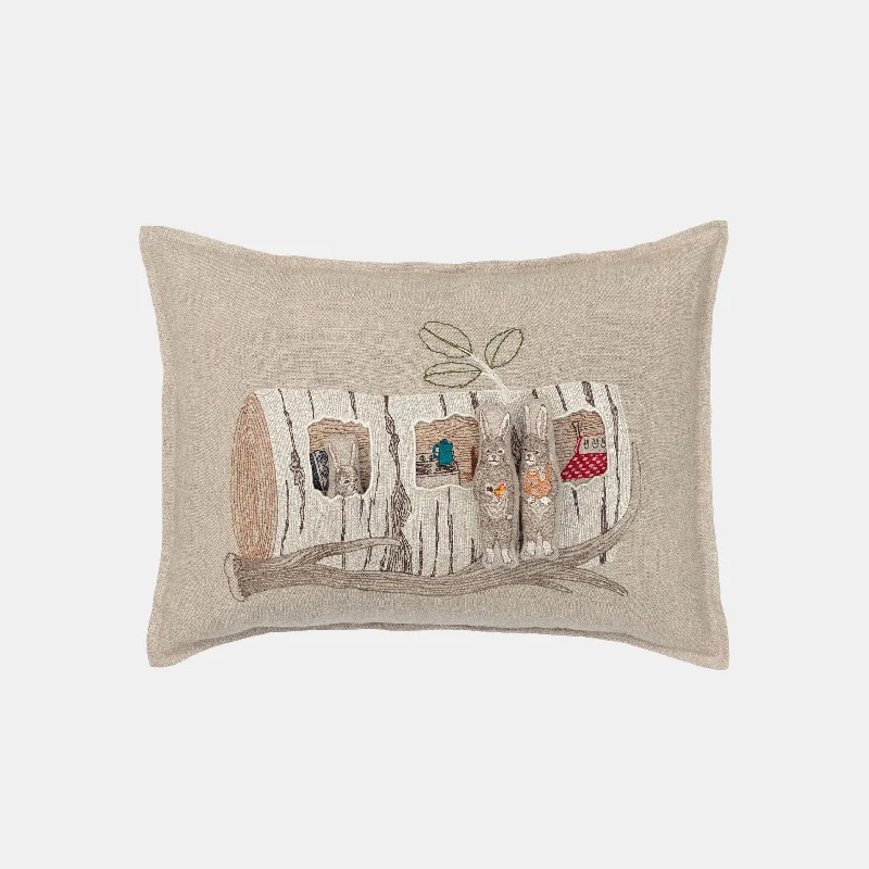 Aspen Log Bunnies Lumbar Pocket Pillow