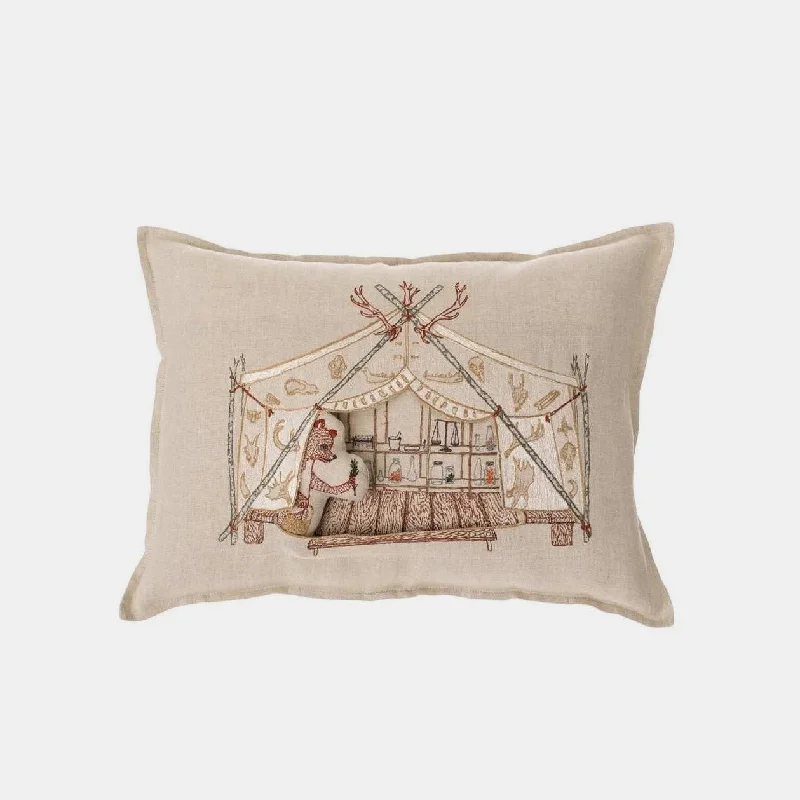 Bear Apothecary Tent Lumbar Pocket Pillow