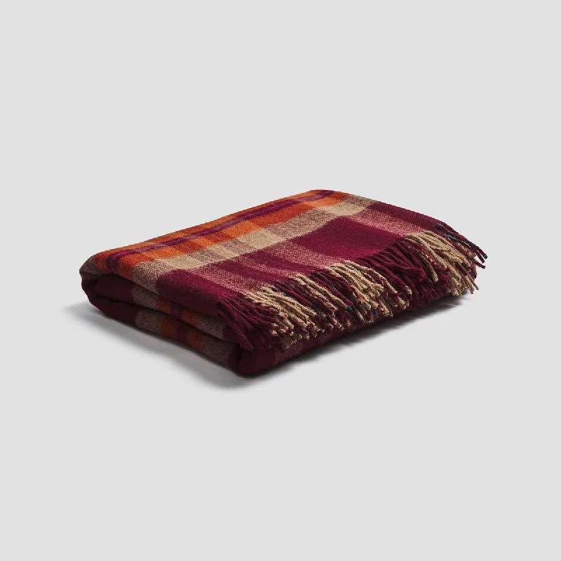 Berry Check Cabin Wool Blanket