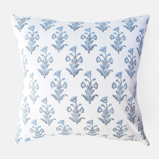 Blue Grey Dogflower Square Pillow