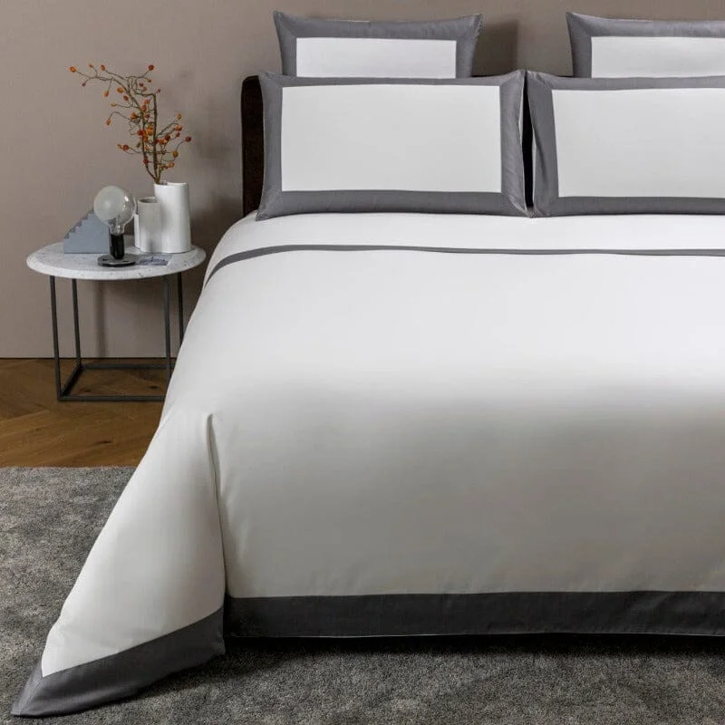 Bold Bedding in Milk and Slate Grey by Frette