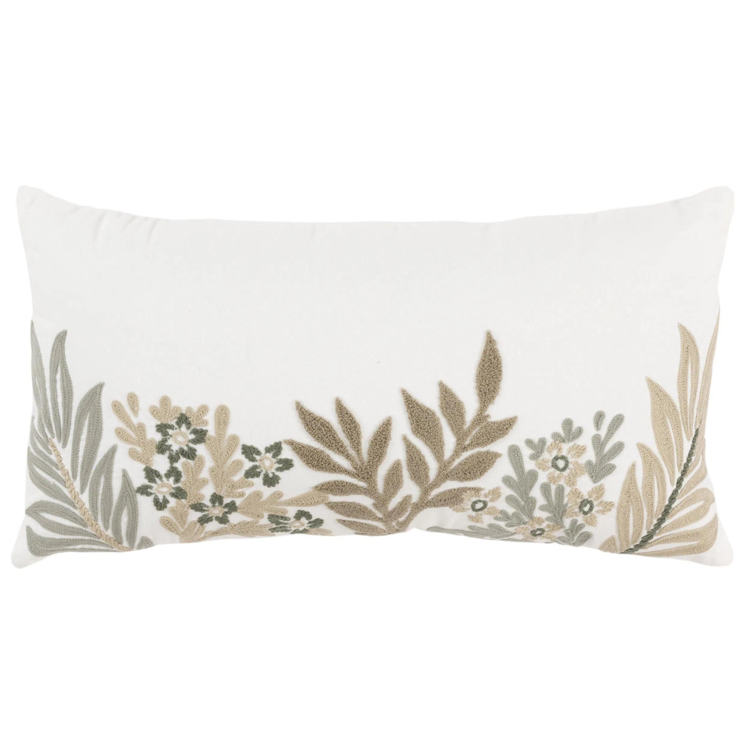 Botanical Ivory Lumbar Pillow With Insert