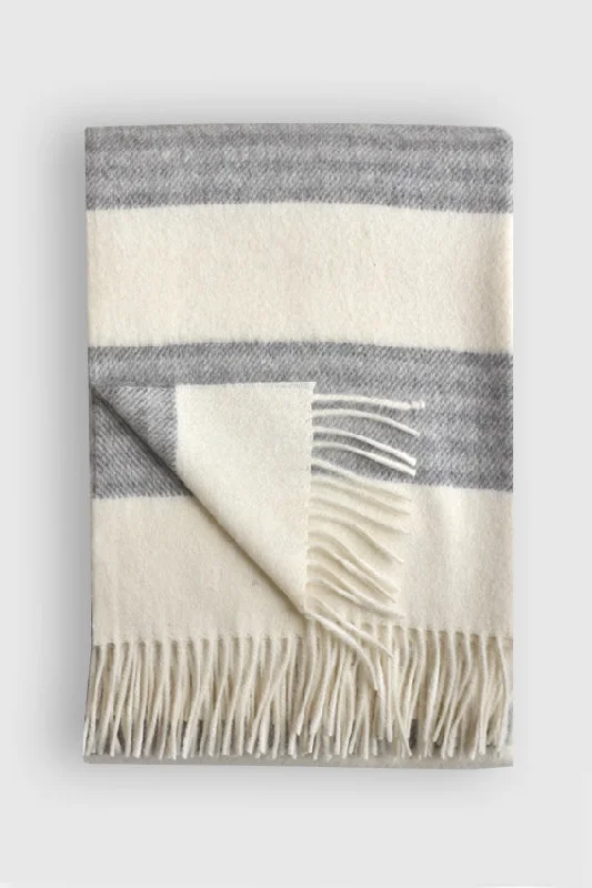 Brooklyn Striped Alpaca Throw Off White, Dark Grey & Light Grey