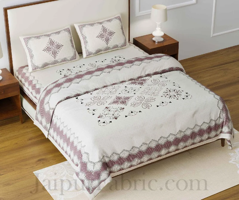 Brown & Cream Ornate Cotton Jaipur Double Bedsheet