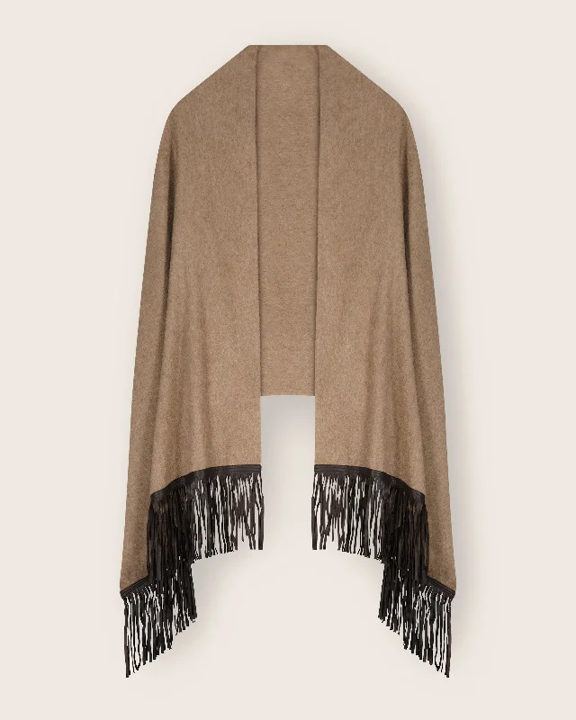 Luxe Leather Fringe Cashmere Wrap