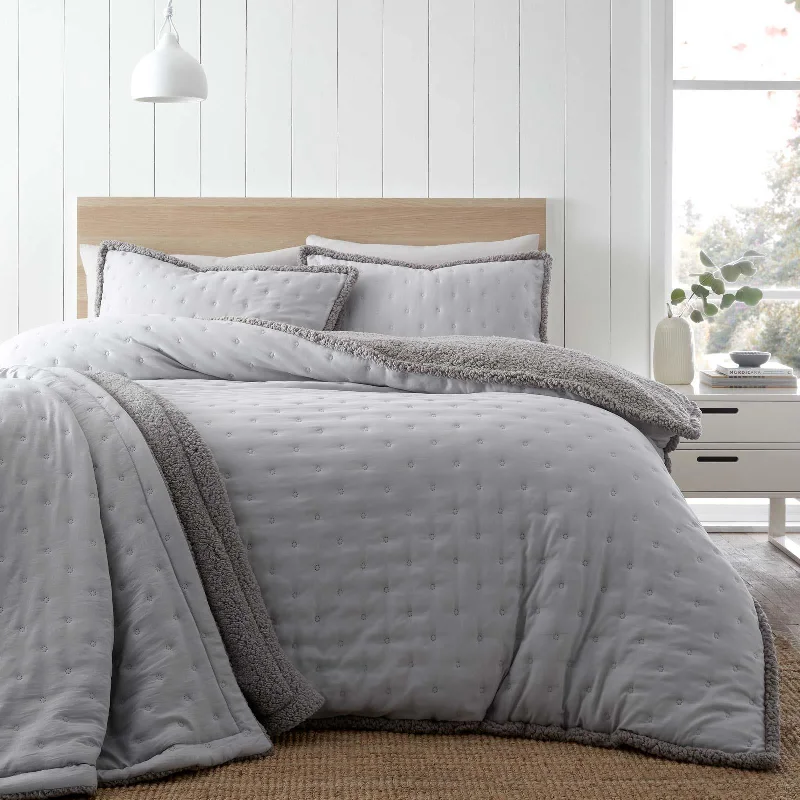 Cosy Nori Sherpa Duvet Cover Set Silver