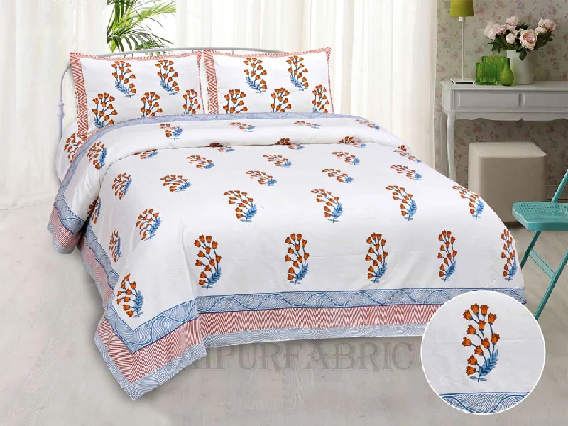 charning rose mustard fine cotton hand block king size bedsheet set