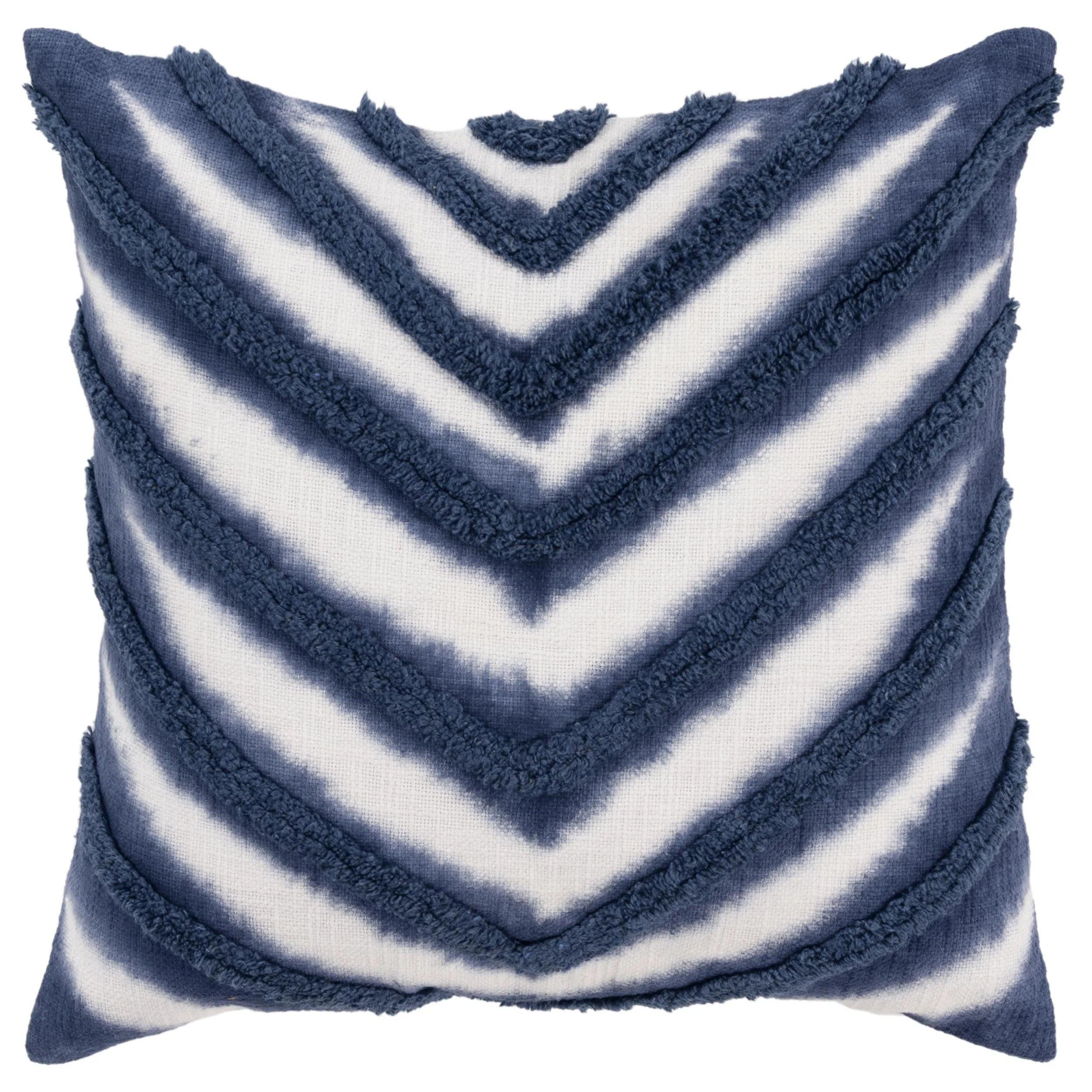 Chevron Blue Throw Pillow With Down Insert