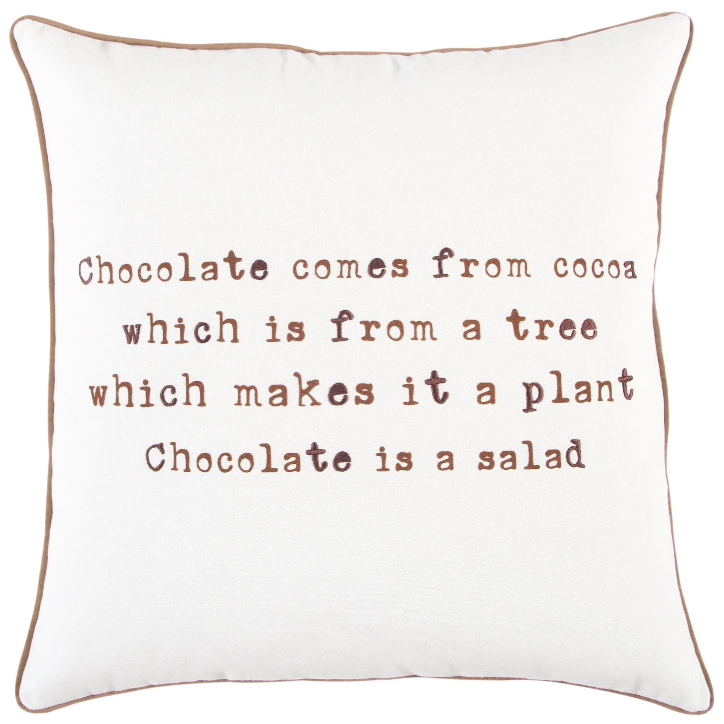 Chocolate Words Fun Decorative Couch Pillows With Down Insert