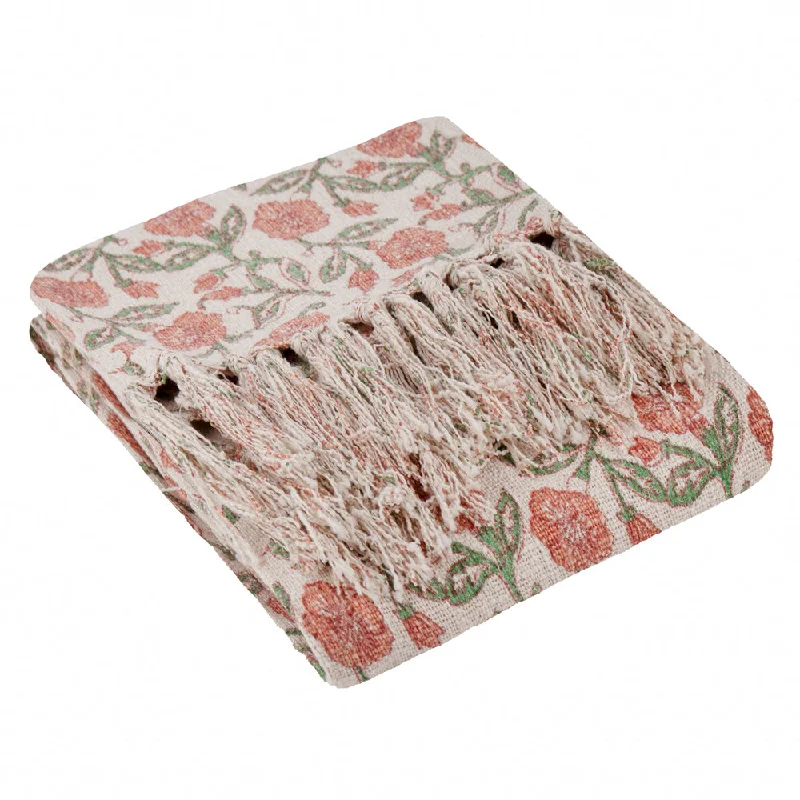 Delphine Printed Cotton Throw Coral