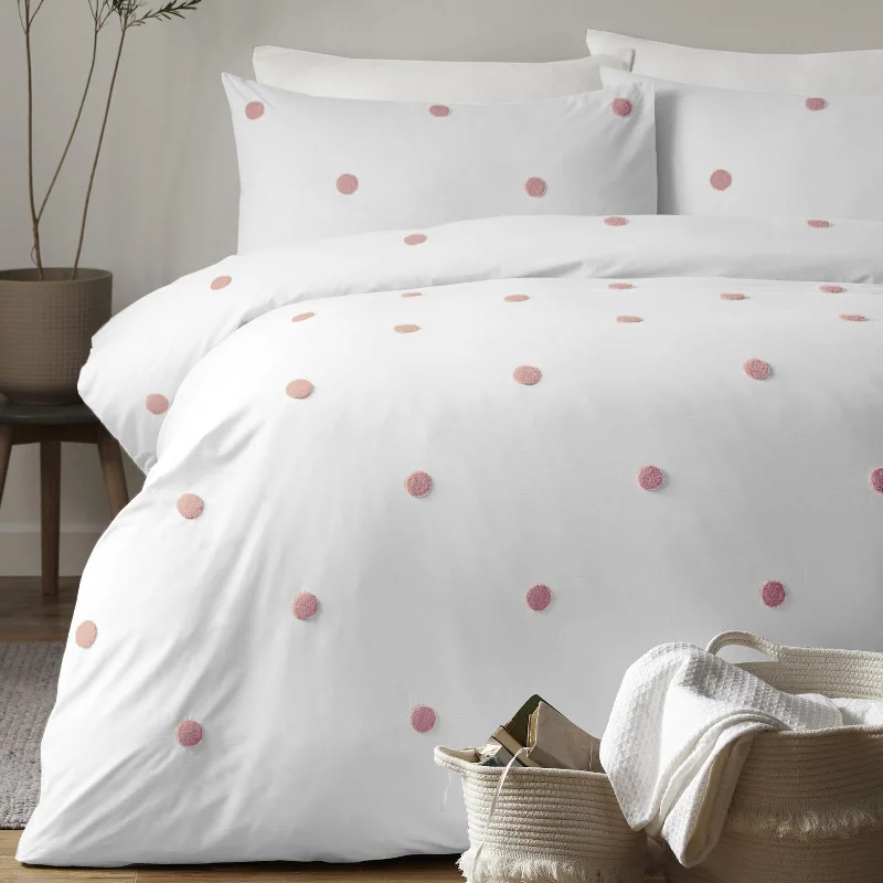 Dot Garden Duvet Cover Set White + Pink