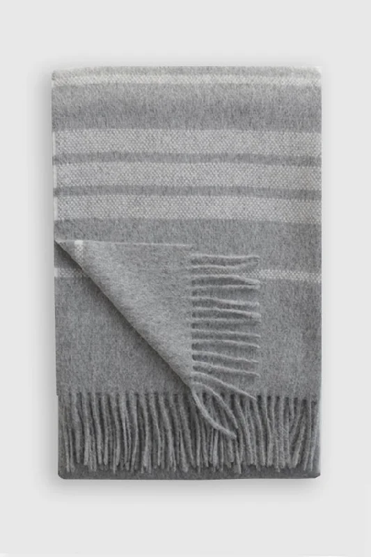 Dublin Alpaca Throw Grey with Ivory Stripes