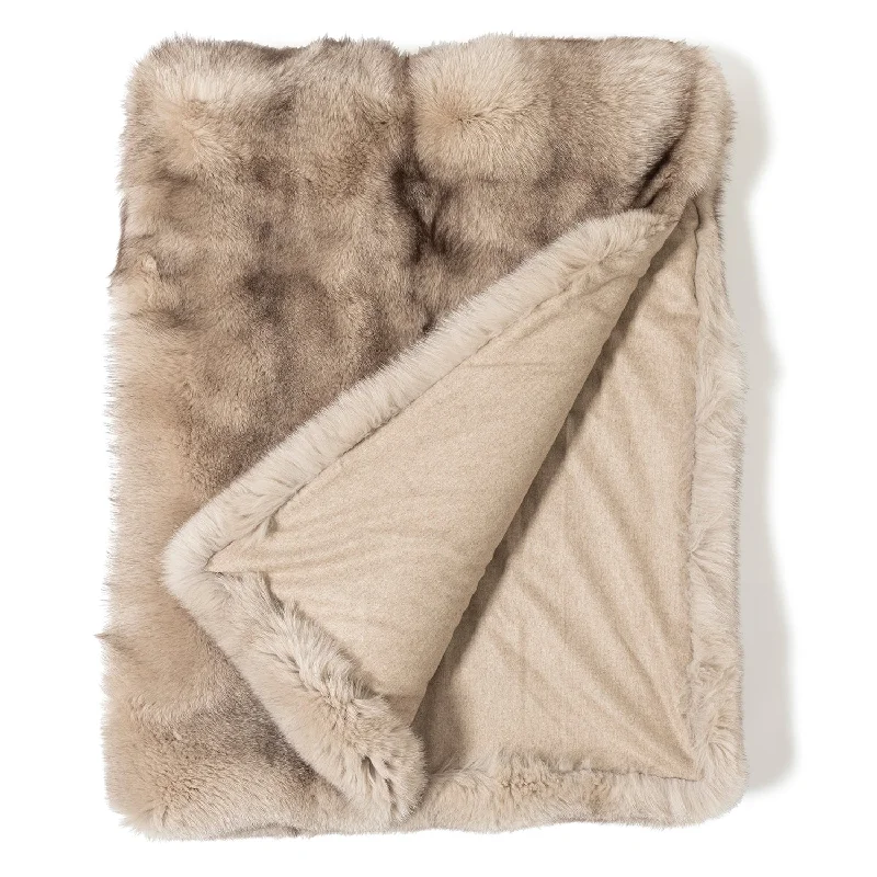 Volpe Dyed Finland Fur and Cashmere Throw - Stone