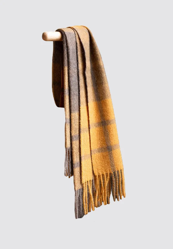 Estancia Alpaca Blend Throw | Grey/Mustard Yellow