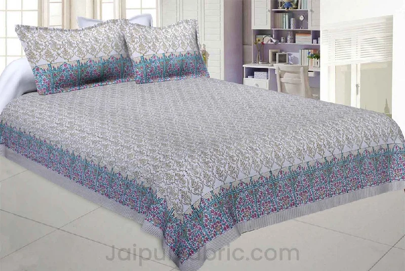 ethnic forever grey king size double bedsheet