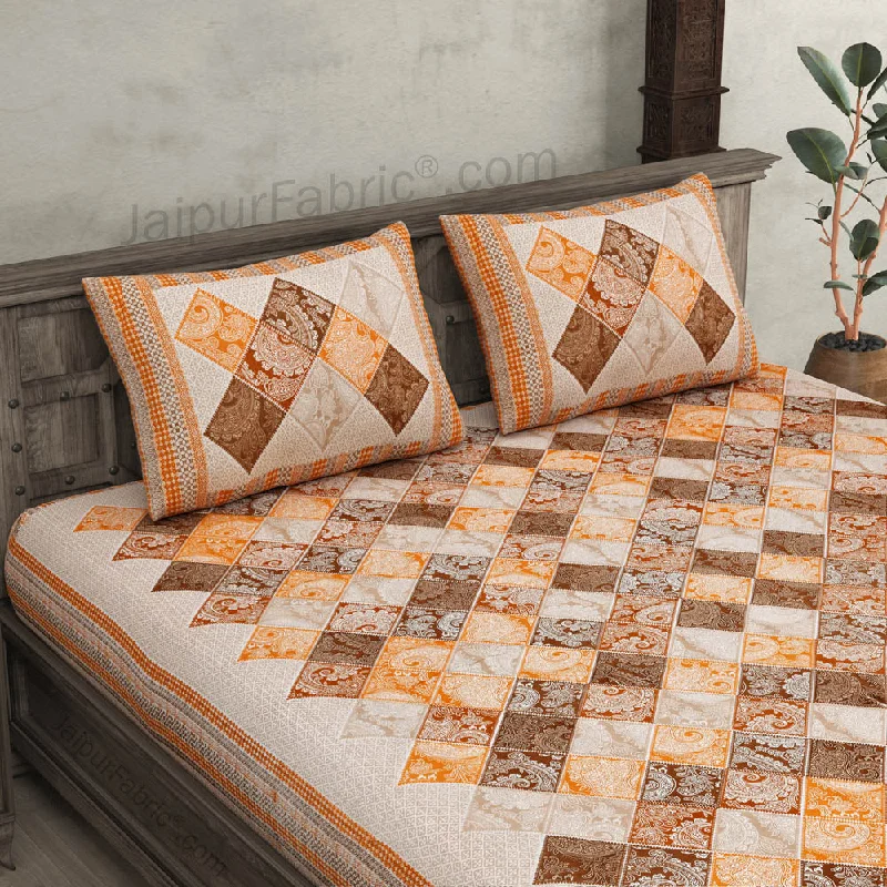 Ethnic Tiles Orange Double Bedsheet