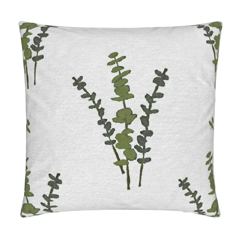 Eucalyptus White & Olive Greens Luxury Pillow Large Repeat