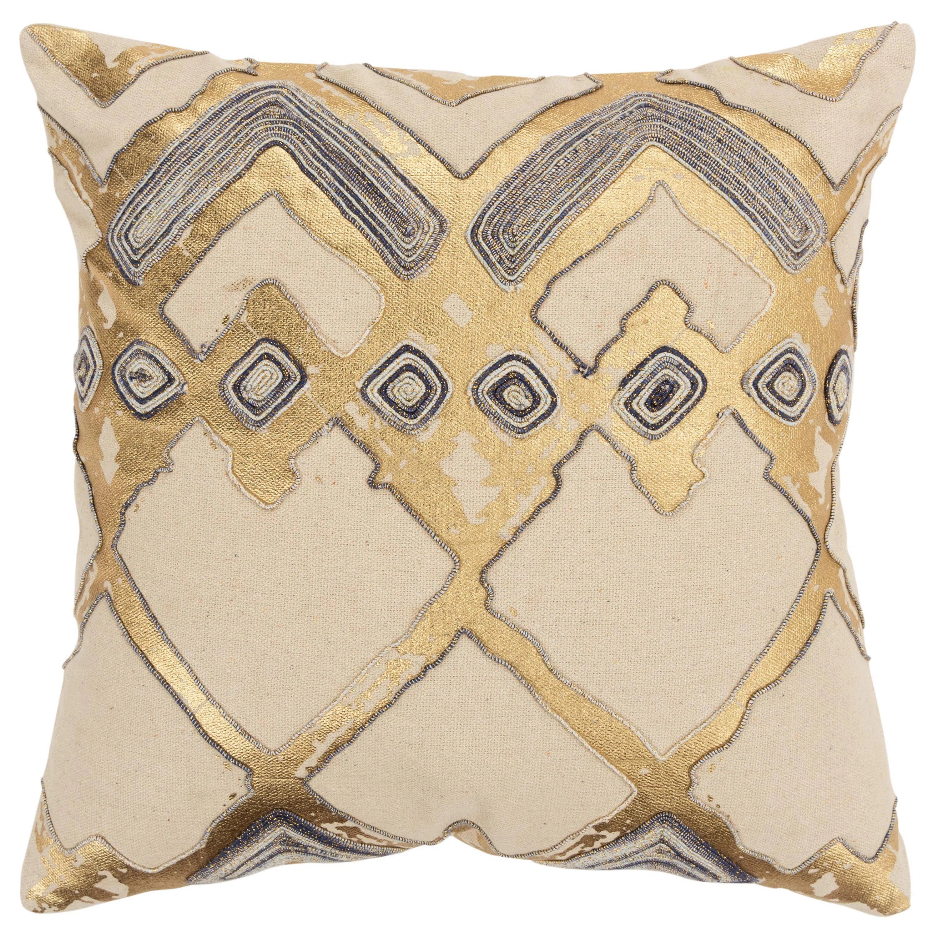 Farro Gold Metallic Pillow With Insert