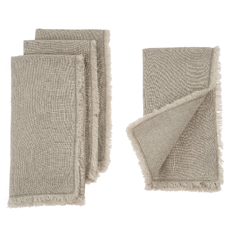 Natural Fringe Linen Napkins