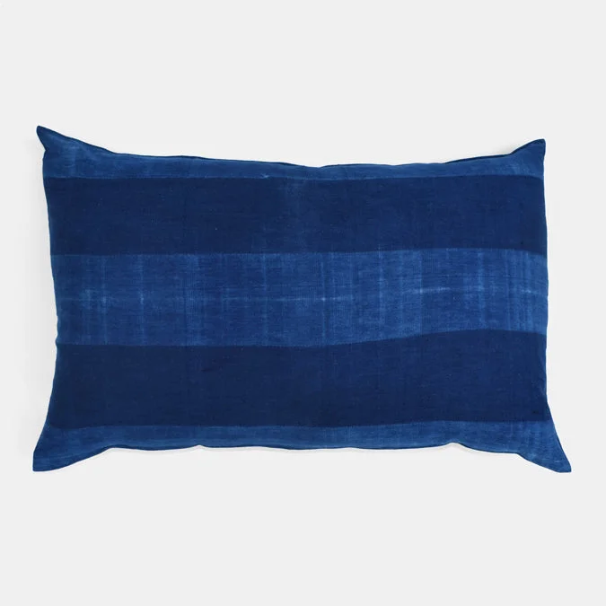 Indigo Wide Stripe Lumbar Pillow