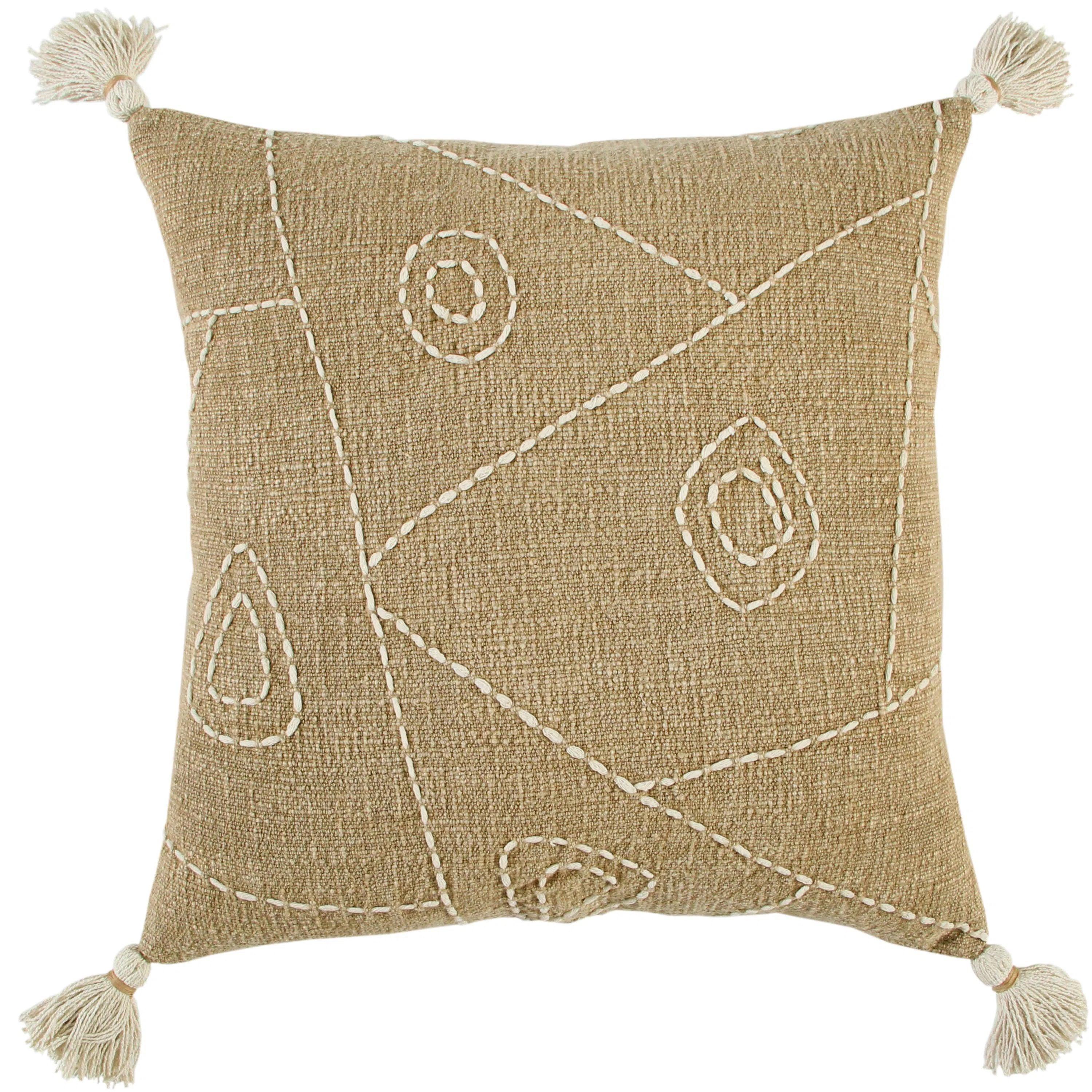 Jackie Hieroglyphics Khaki Pillow With Insert