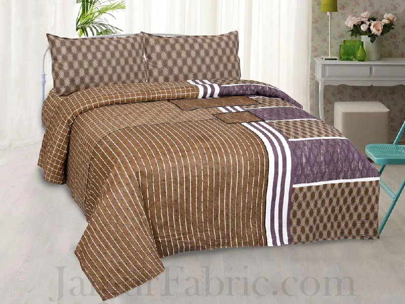 Jaipur Fabric Classic Trendy Multi Design Brown Cotton Double Bedsheet