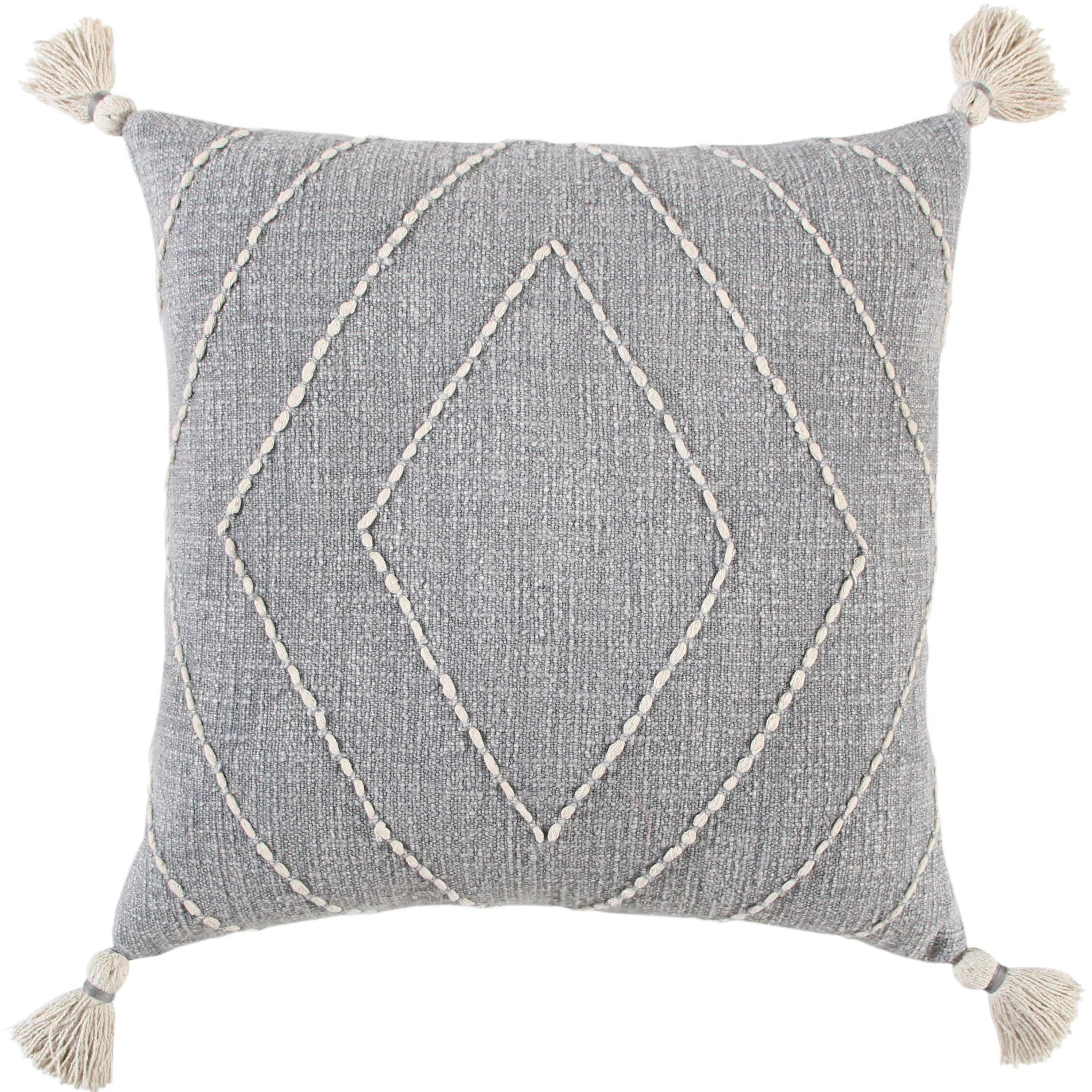 Juno Diamond Grey Throw Pillow With Down Insert