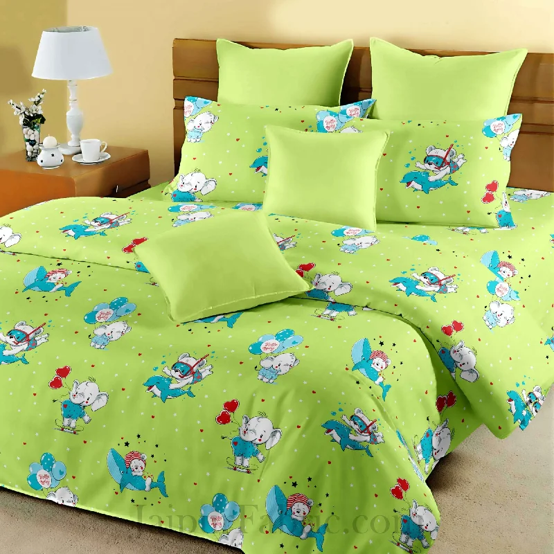 Kids Lovely Balloons Green King Size Bedsheet