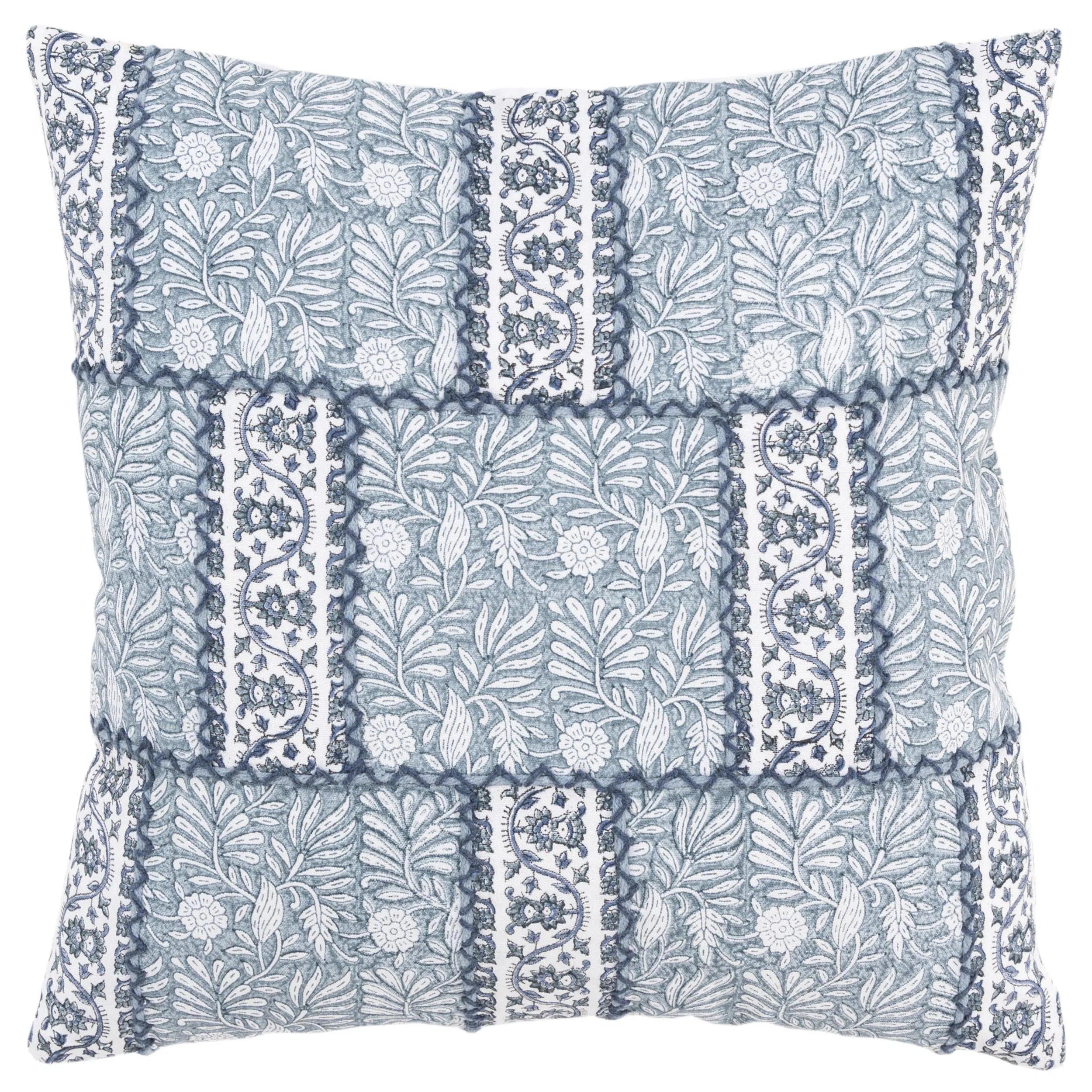 Kira Botanical Light Teal Throw Pillow With Down Insert