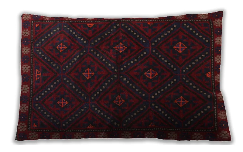 Traditional Classic Indoor Outdoor Rectangular Burgundy Brown Lumbar Throw Pillow, 13 inch by 19 inch, lbtr2509