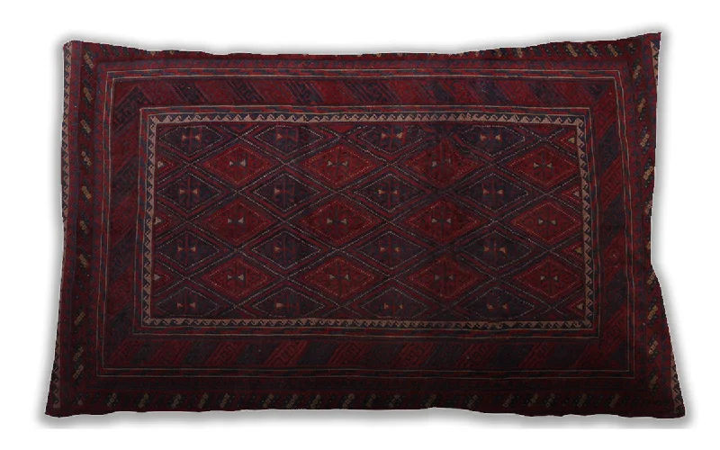 Traditional Classic Indoor Outdoor Rectangular Burgundy Brown Lumbar Throw Pillow, 13 inch by 19 inch, lbtr2662