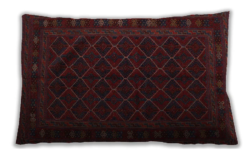 Traditional Classic Indoor Outdoor Rectangular Burgundy Brown Lumbar Throw Pillow, 13 inch by 19 inch, lbtr2667