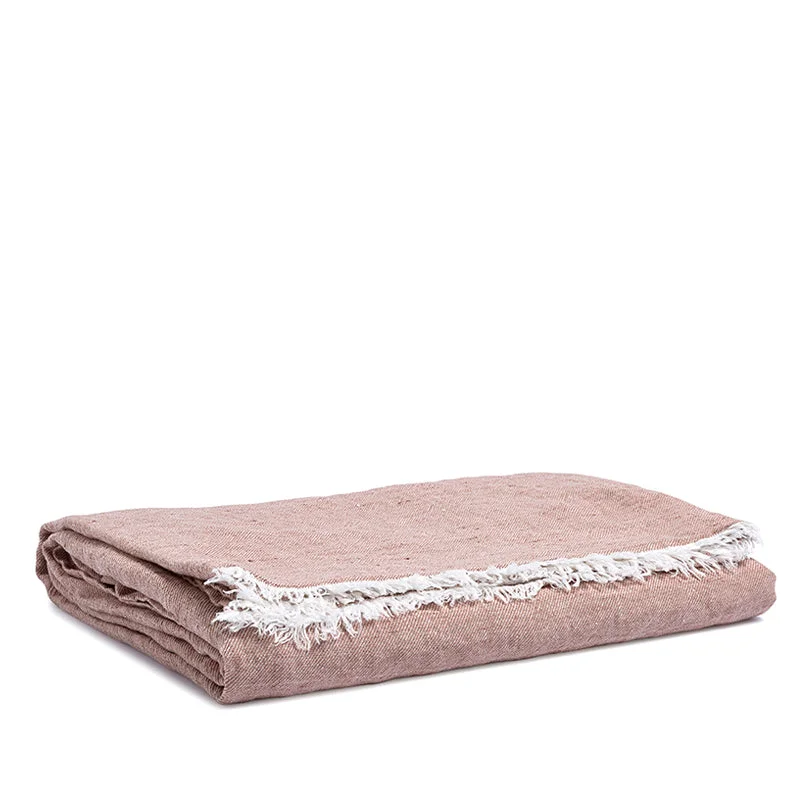 Linen throw pink salt