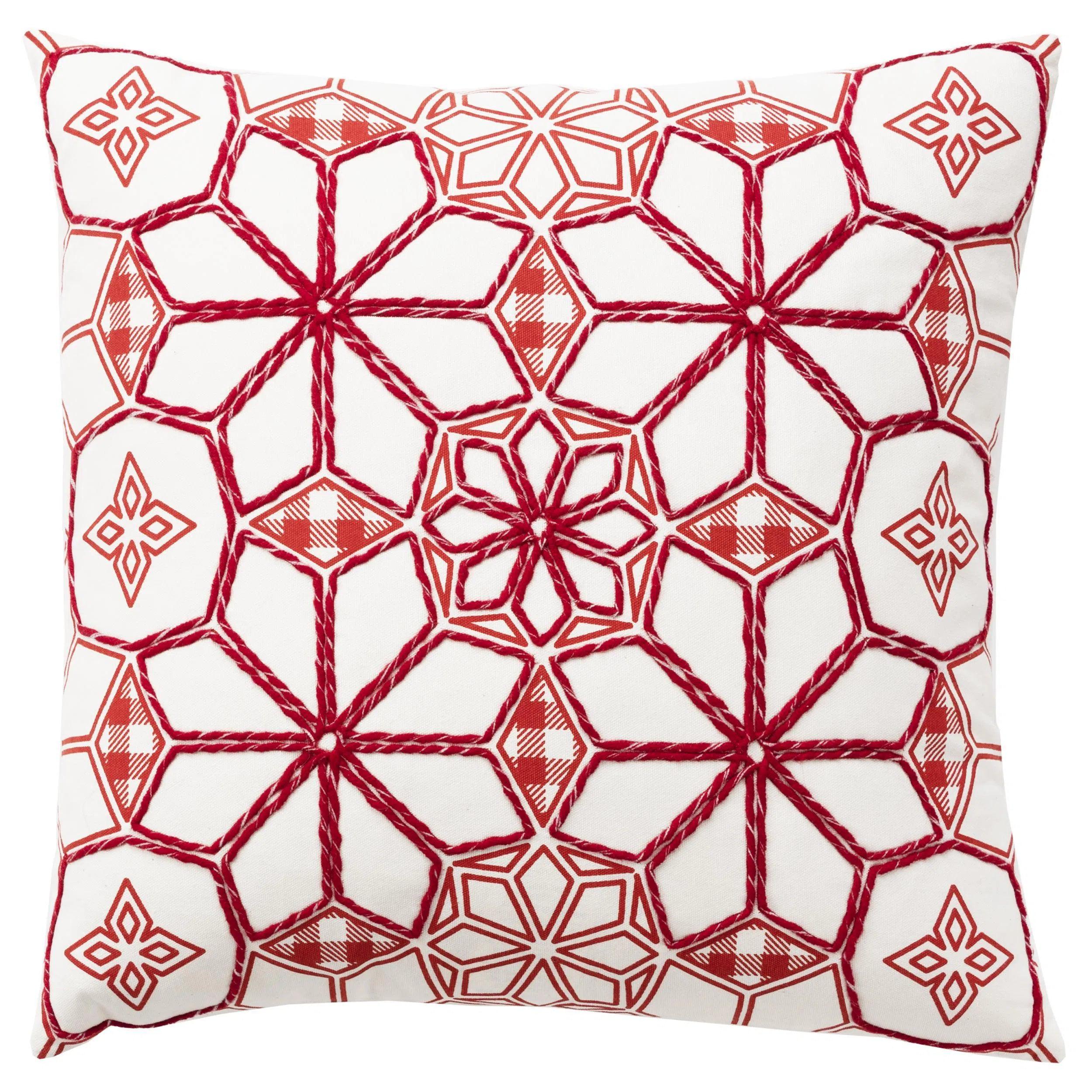 Lucy White & Red Throw Pillow With Down Insert