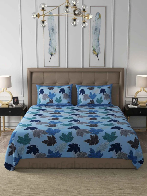 maple blue cotton king size double bedsheet