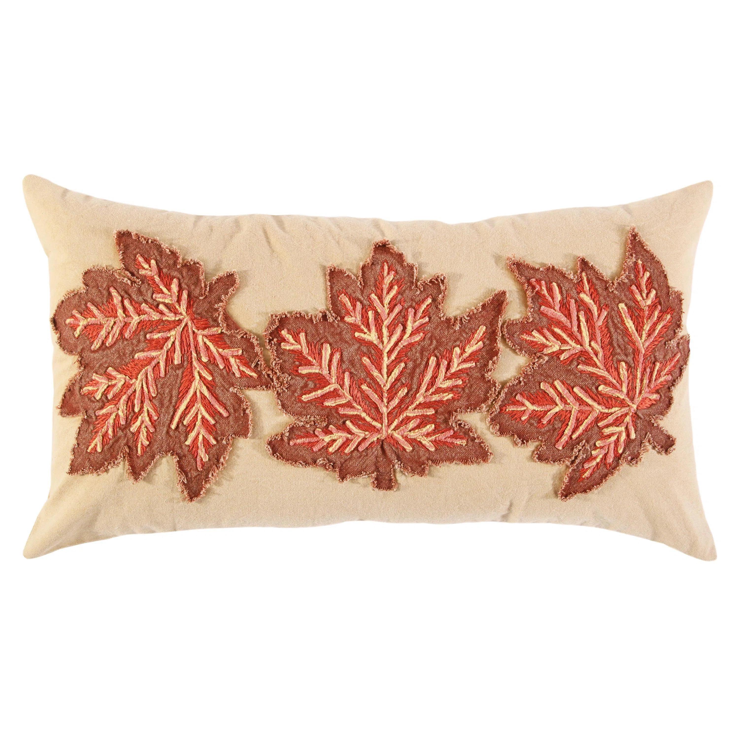 Maple Leaf Beige Lumbar Decorative Pillow