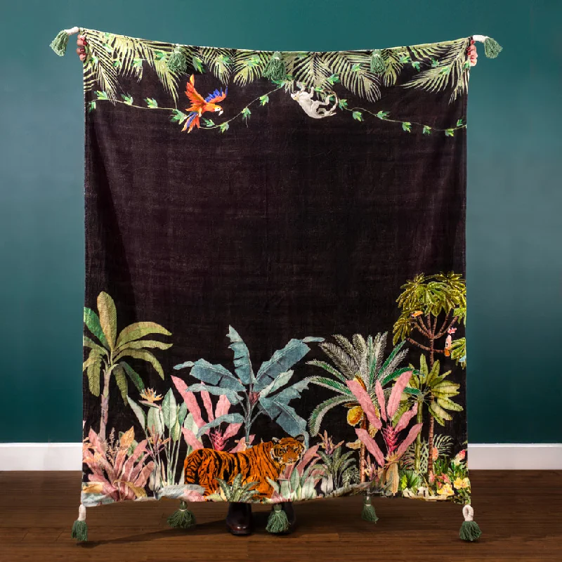 Midnight Jungle Throw Noir