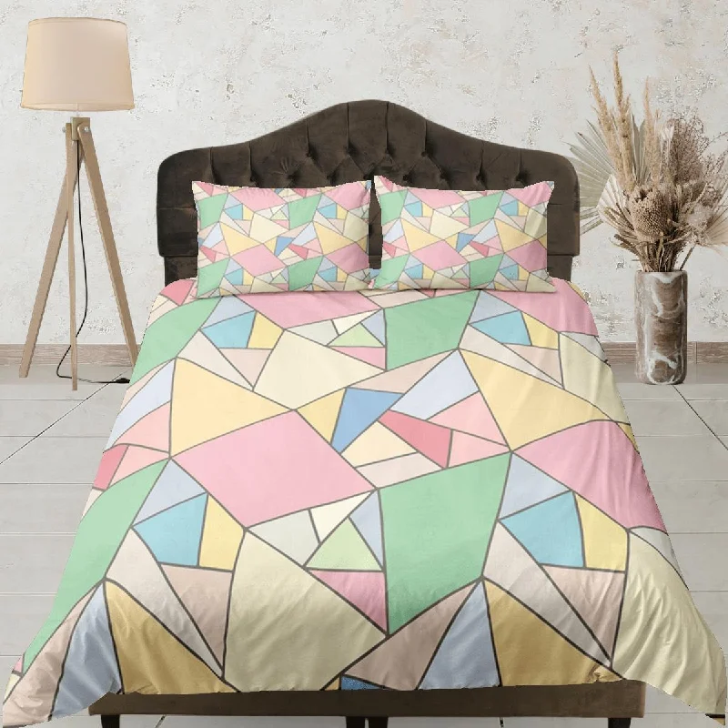 Modern Geometric Rainbow Duvet Cover Colorful Dorm Bedding Set Full Abstract Design King Duvet Cover Queen Duvet Bedspread