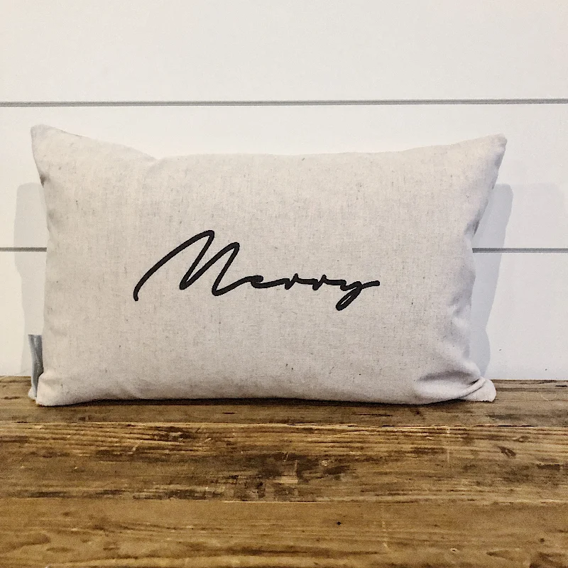 Modern Script "Merry" Pillow Cover