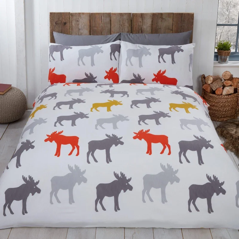 Moose Flannelette Duvet Cover Set Ochre