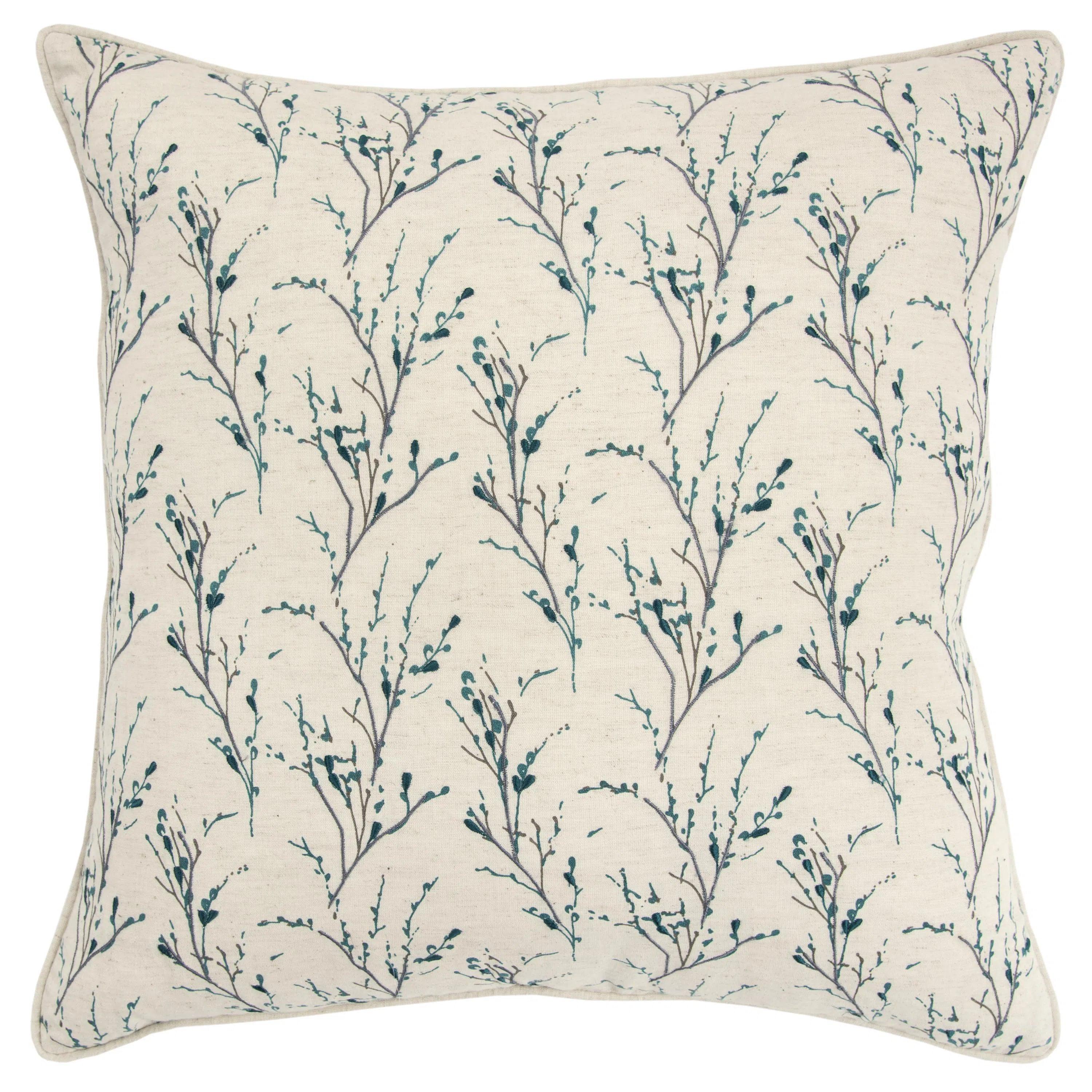 Natural Ady Floral Throw Pillow With Down Insert