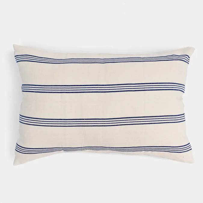 Natural with Blue Stripe Lumbar Pillow