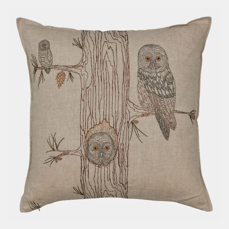 Owl Family Tree Square Pillow