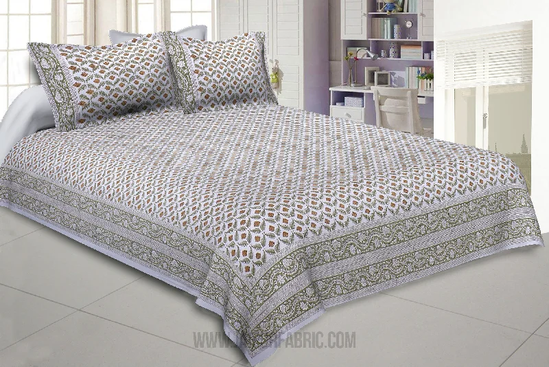 paisley petals green king size bedsheet