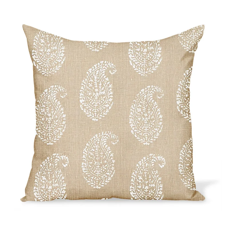 Peter Dunham Textiles Kashmir Paisley in White/Stone Pillow