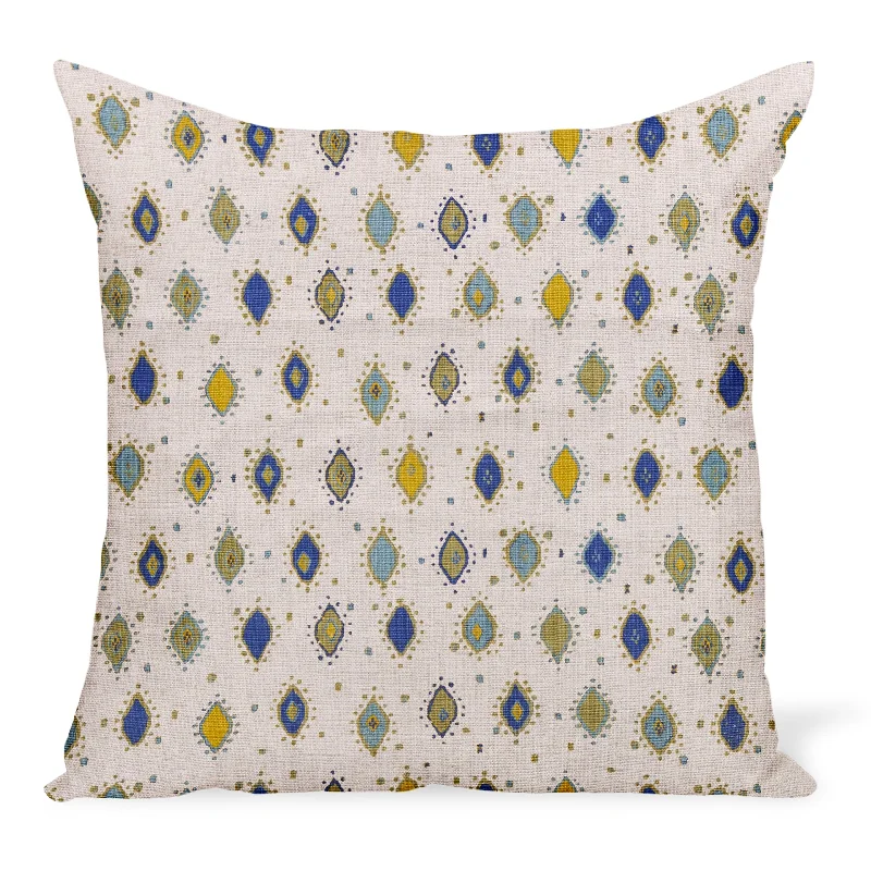 Peter Dunham Textiles Oona in Indigo/Olive on Natural Pillow